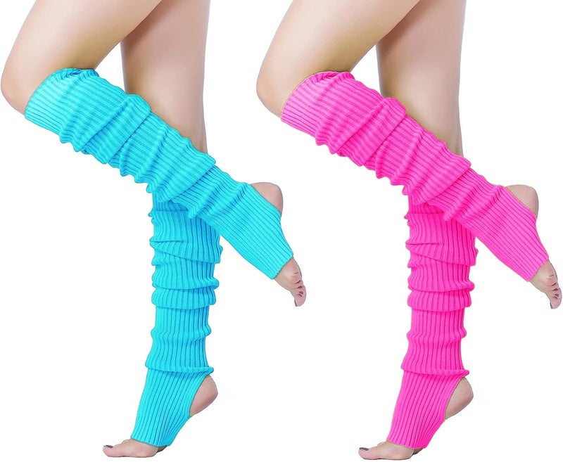 v28 Long Leg Warmer, Women’s Men 80s Party Ribbed Knit Dance Sports - Image 1
